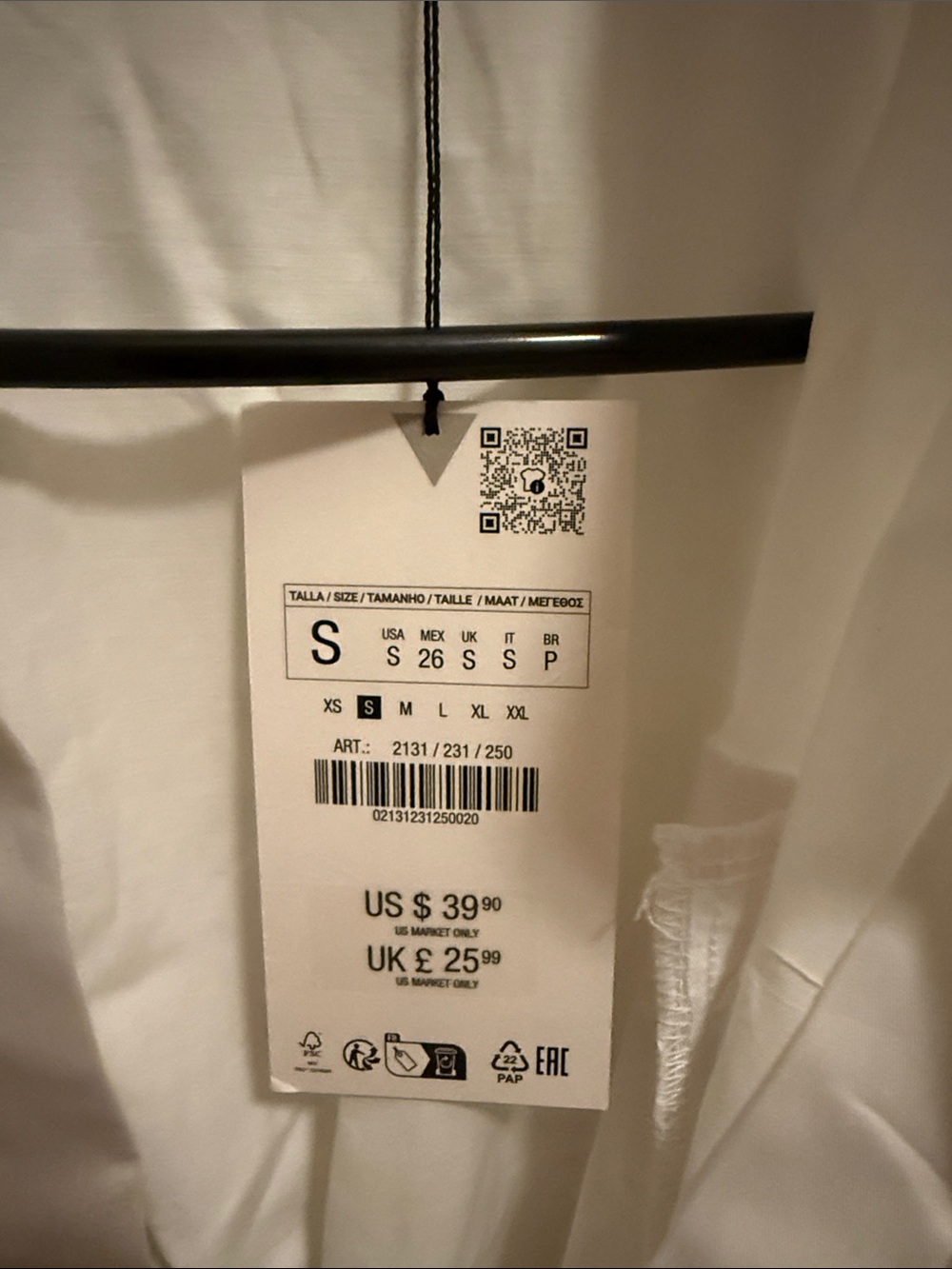 Zara White Cropped Elastic-Hem Button Shirt - Picture 2 of 4